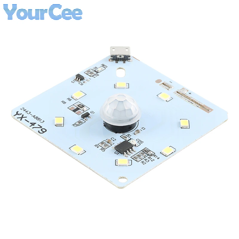 Sensor de movimiento PIR de 5 uds/1 unidad, luz nocturna de inducción infrarroja IR de cuerpo humano, placa LED, recarga de carga, módulo de Control