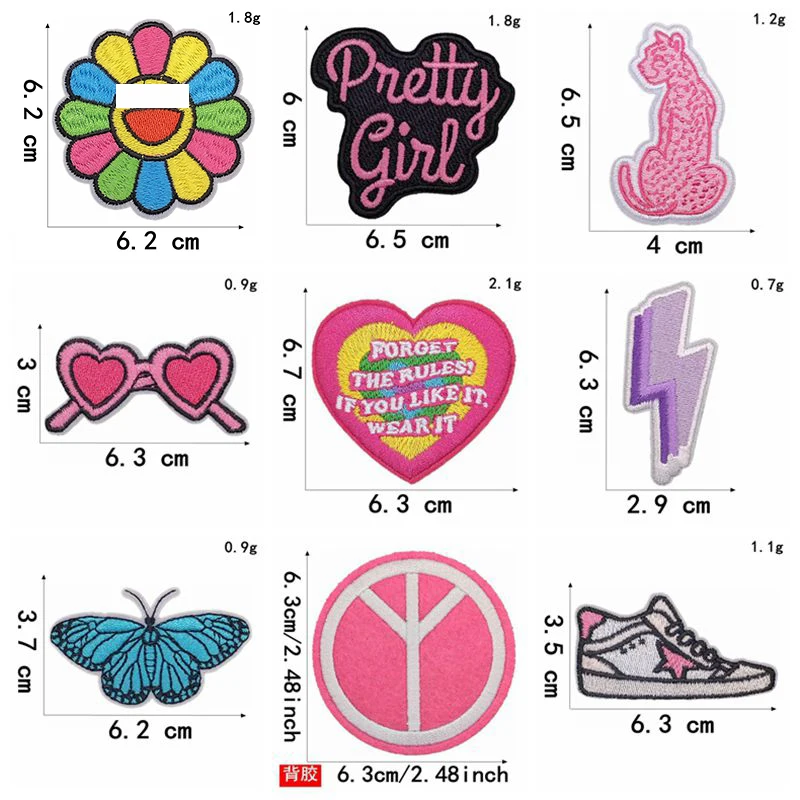 10PCS Wholesale Pink Girl Patch Cartoon Sew Embroidered Patch DIY Iron On Patches For Clothing Thermoadhesive Patches On Clothes