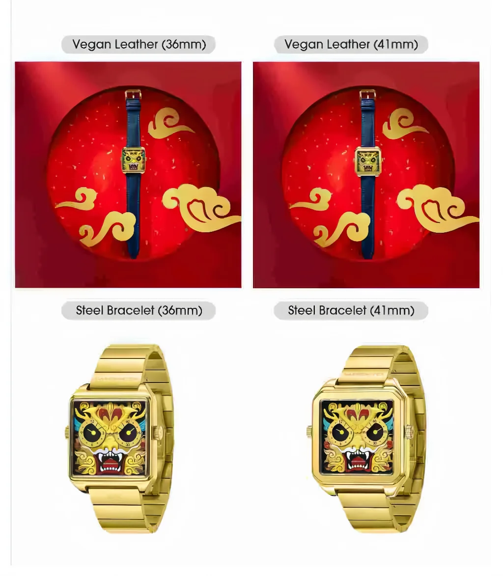 Złoty zegarek HappieWatch Gold Dragon - elegancki zegarek dla mężczyzn i kobiet