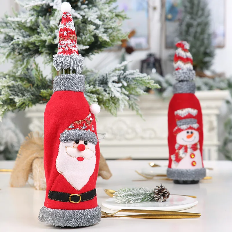 Christmas Wine Bottle Cover Merry Christmas Decorations For Home 2024 Christmas Ornament New Year 2024 Xmas Navidad Gifts