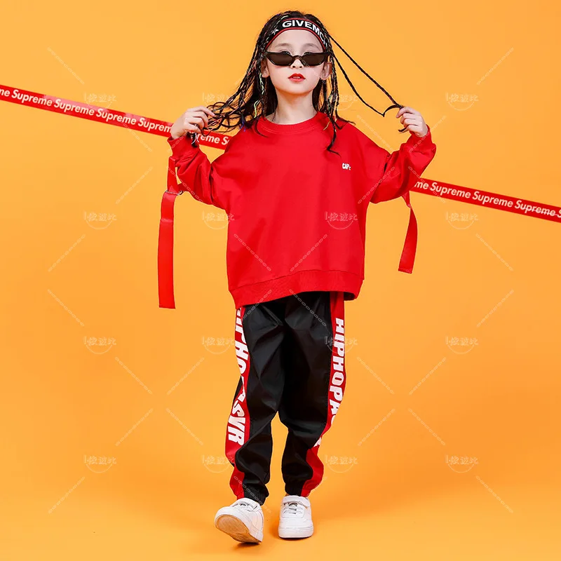 Ragazze ragazzi Hip Hop sala da ballo costumi per bambini T-Shirt in cotone felpa Jogger Pants Performance Show Jazz Dance Clothes