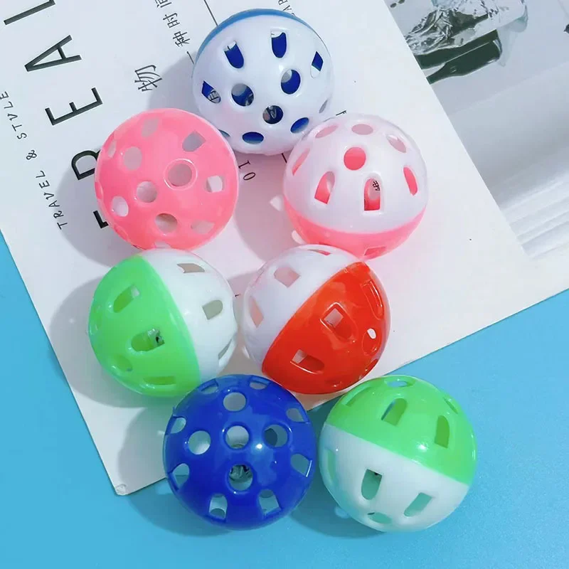 1/5/10Pcs Cat Toy Balls Pet Cat Kitten Play Plastic Balls with Jingle Bell Pounce Chase Rattle Toy Cat Toys Bulk Random Color