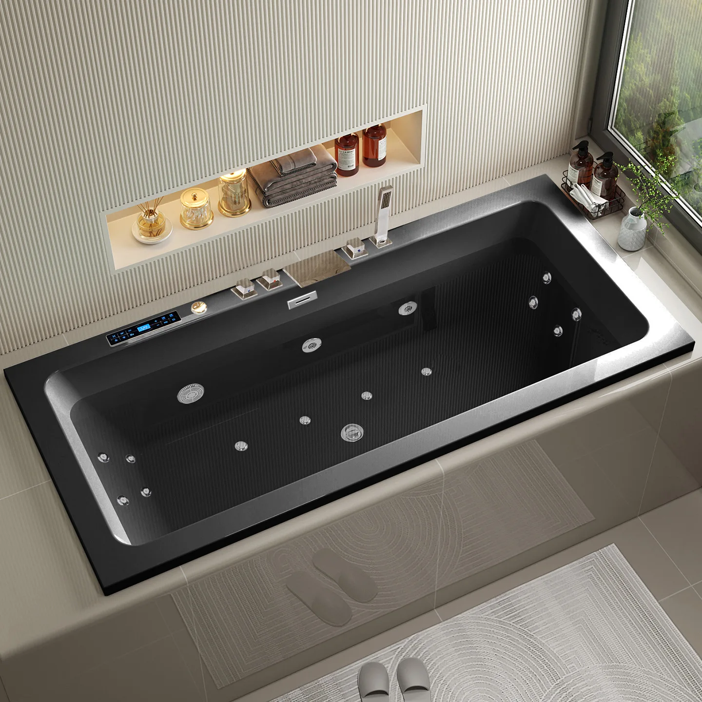 Embedded Bathtub Acrylic, Surf Massage Adult Inlaid Bricklaying Intelligent Constant Temperature Heating Bath