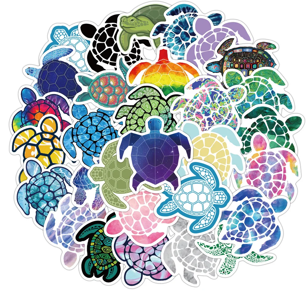 10/41PCS Colorful Turtle Stickers Laptop Bicycle Guitar Phone Cup Skateboard Sticker Kid DIY Graffiti Waterproof Stickers Toy