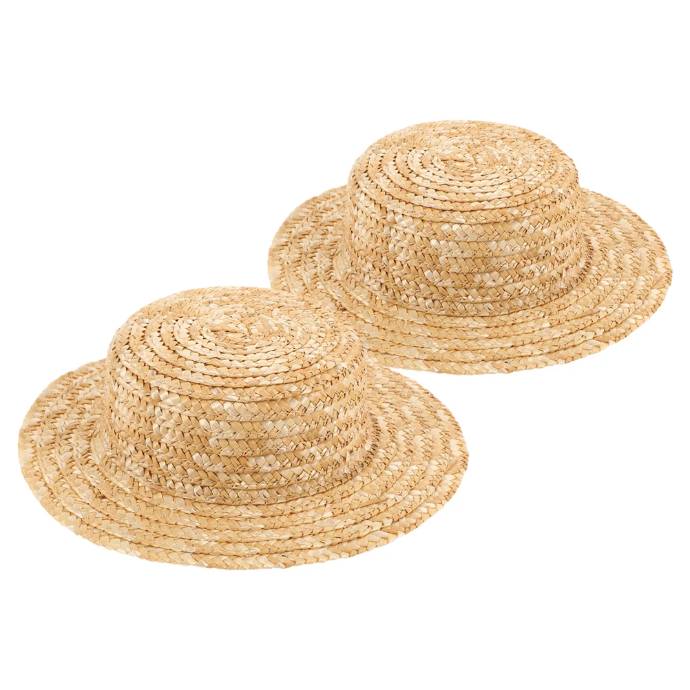 

2 Pcs Handmade Hat Embryo Mini Decor Household Headwear Accessories Khaki DIY Craft Hats Photo Prop
