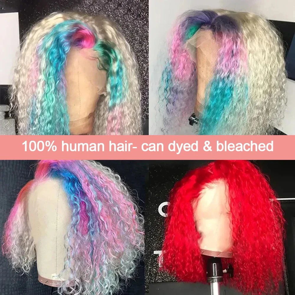 613 العسل شقراء 13x6 HD الدانتيل الباروكة الأمامية شعر الإنسان مجعد 10 بوصة موجة عميقة البرازيلي بوب الملونة 13x4 الدانتيل الجبهة الباروكات للنساء