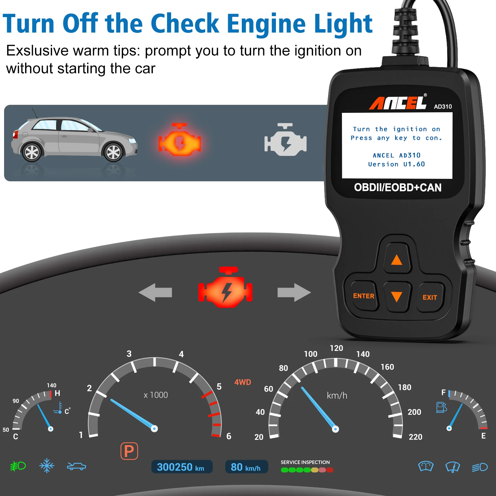 Yeni ANCEL AD310 araba tam OBD2 teşhis araçları OBD 2 otomotiv profesyonel kontrol motor kodu okuyucu tarama otomatik tarayıcı analizörü