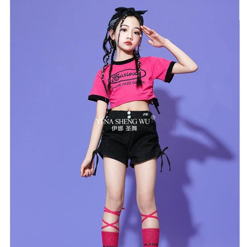 Kind Mädchen Jazz Dance Kostüm Kinder Straße Hip Hop Dance Jazz Kpop Dance Kostüm für Mädchen Rosa Outfit Streetwear Kleidung Set