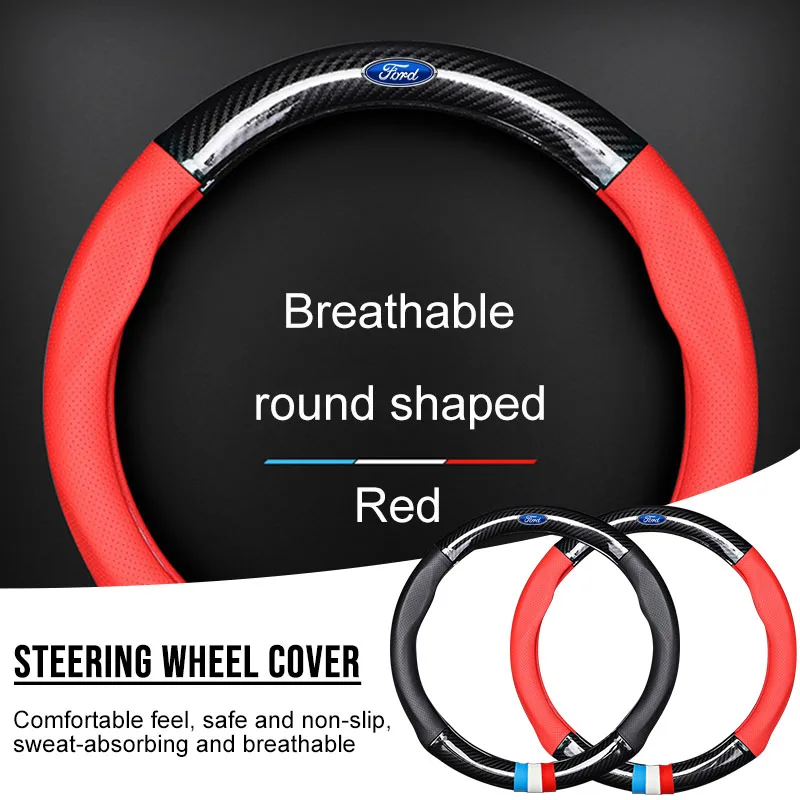 

Car Steering Wheel Cover Breathable Anti Slip PU Leather Steering Cover sticker For Ford Focus Mk2 Party Mk3 Ranger Mondeo Mk4