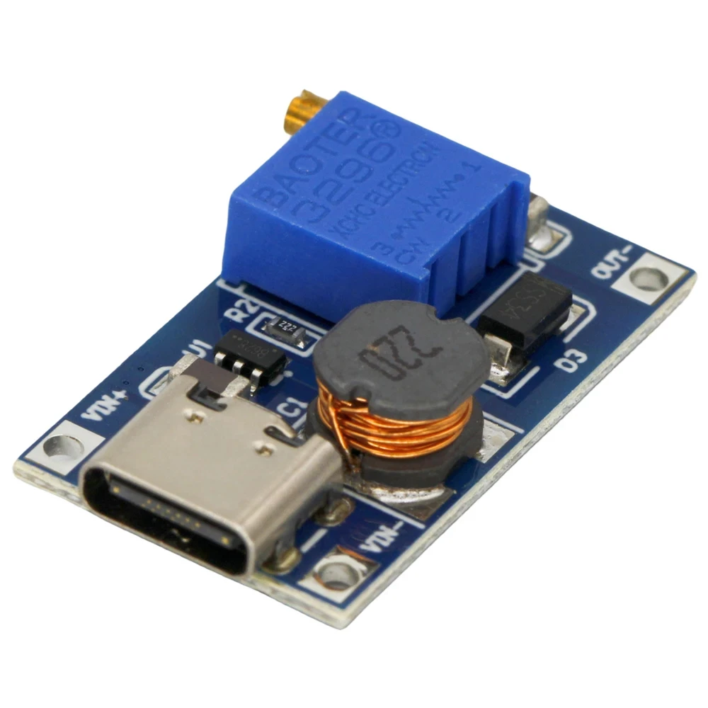 MT3608 DC-DC Adjustable Boost Module 2A Boost Plate Step Up Module with/without MICRO USB / Type-c 2V-24V to 5V 9V 12V 28V