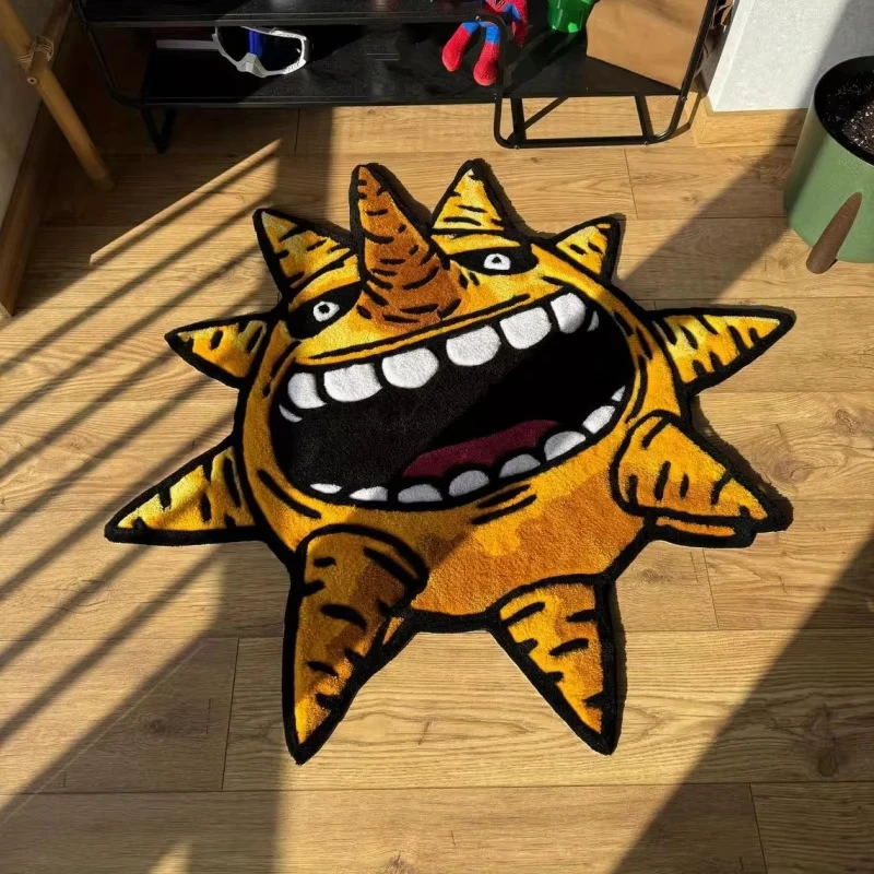 Cartoon Sun Monster Sharped Floor Mat Anime Style Creative Sun Carpet Festive Gifts Creative Living Room Bedroom Rug Decoration