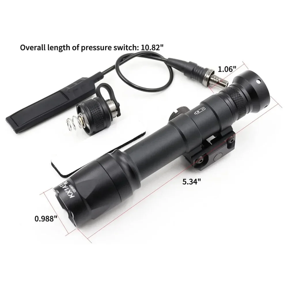 Lanterna tática led m600c m300a, acessórios para arma, interruptor de pressão momentâneo para ar15 hk416, caça ao ar livre, trilho de 20mm