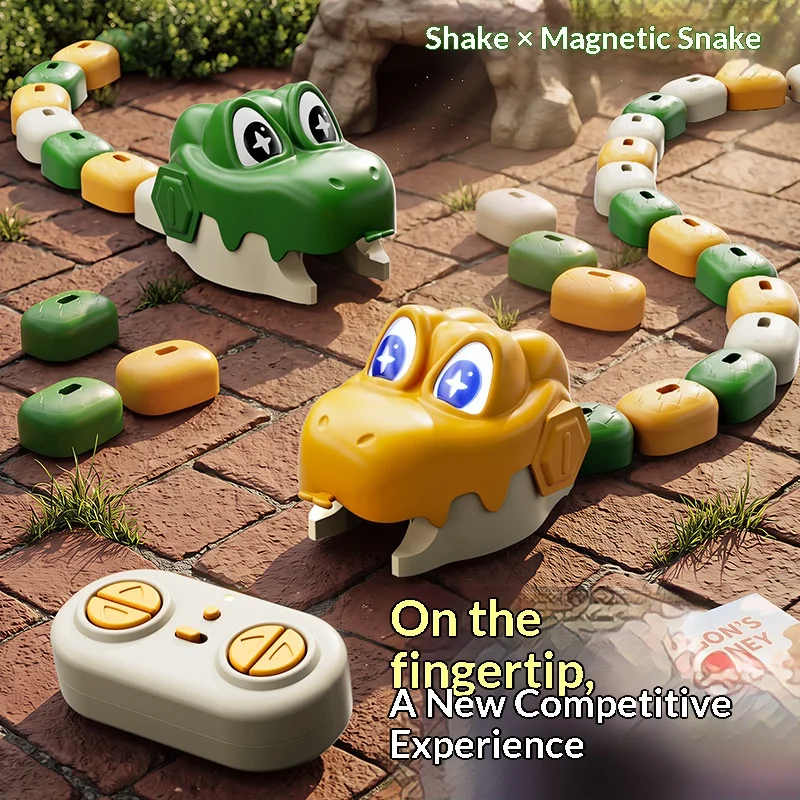 2 Player Battle Magnetic Hungry Snake Remote Control Toy Magnetic Force Chasing RC Car Interactive Competitive Game Vehicle