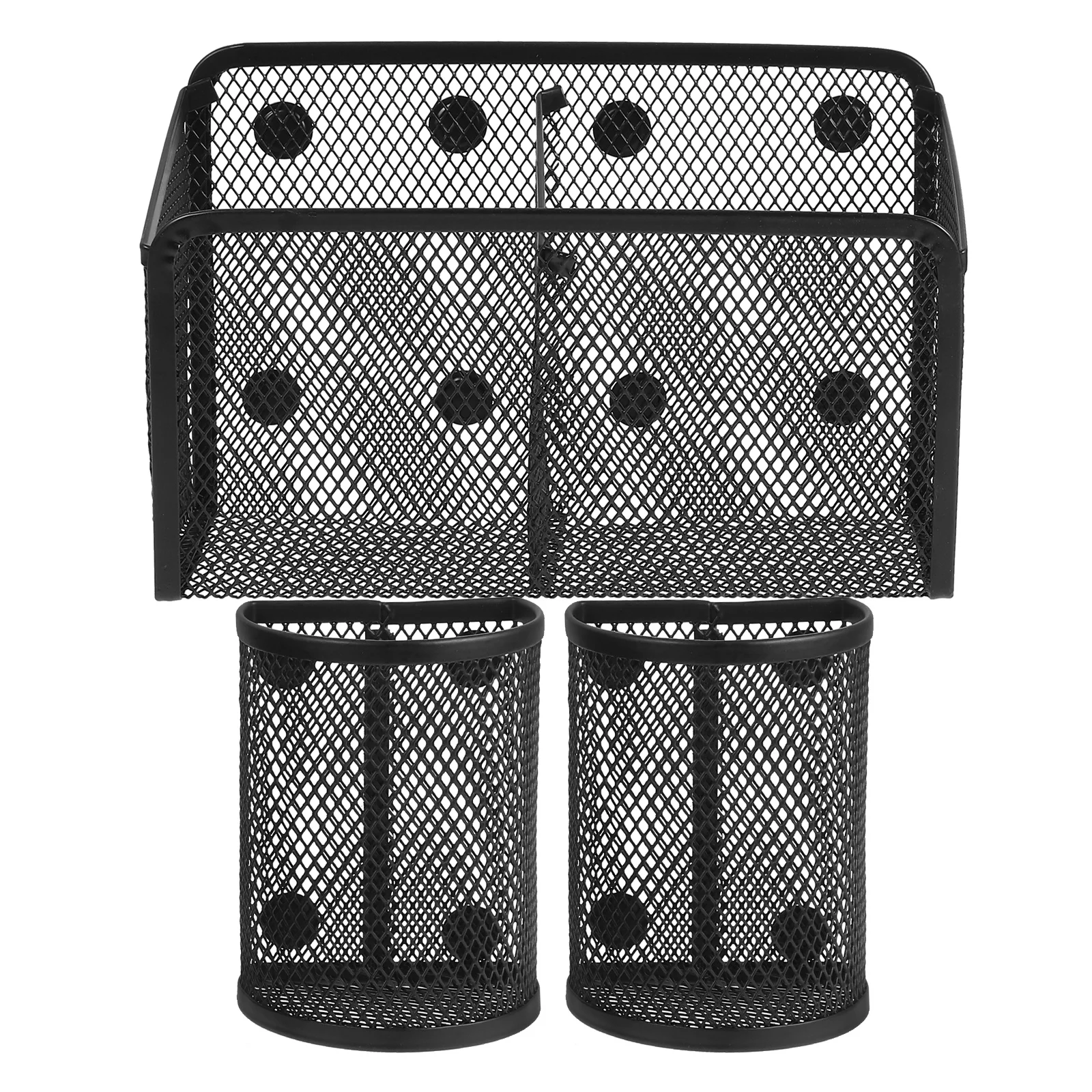 

3Pcs Magnetic Pen Holder Metal Pencil Organizer for Locker Whiteboard Refrigerator Mesh Storage Magnetic Pen Holder