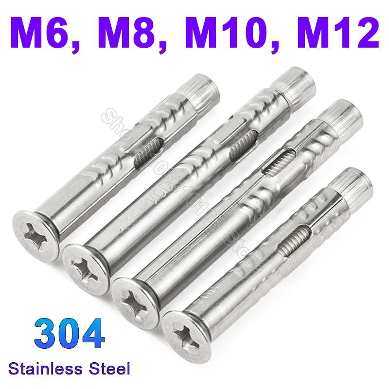 

M6 M8 M10 M12 Stainless Steel Phillips Countersunk Head Expansion Screw Sleeve Concrete Anchor Built-in Tension Cross Flat Bolts