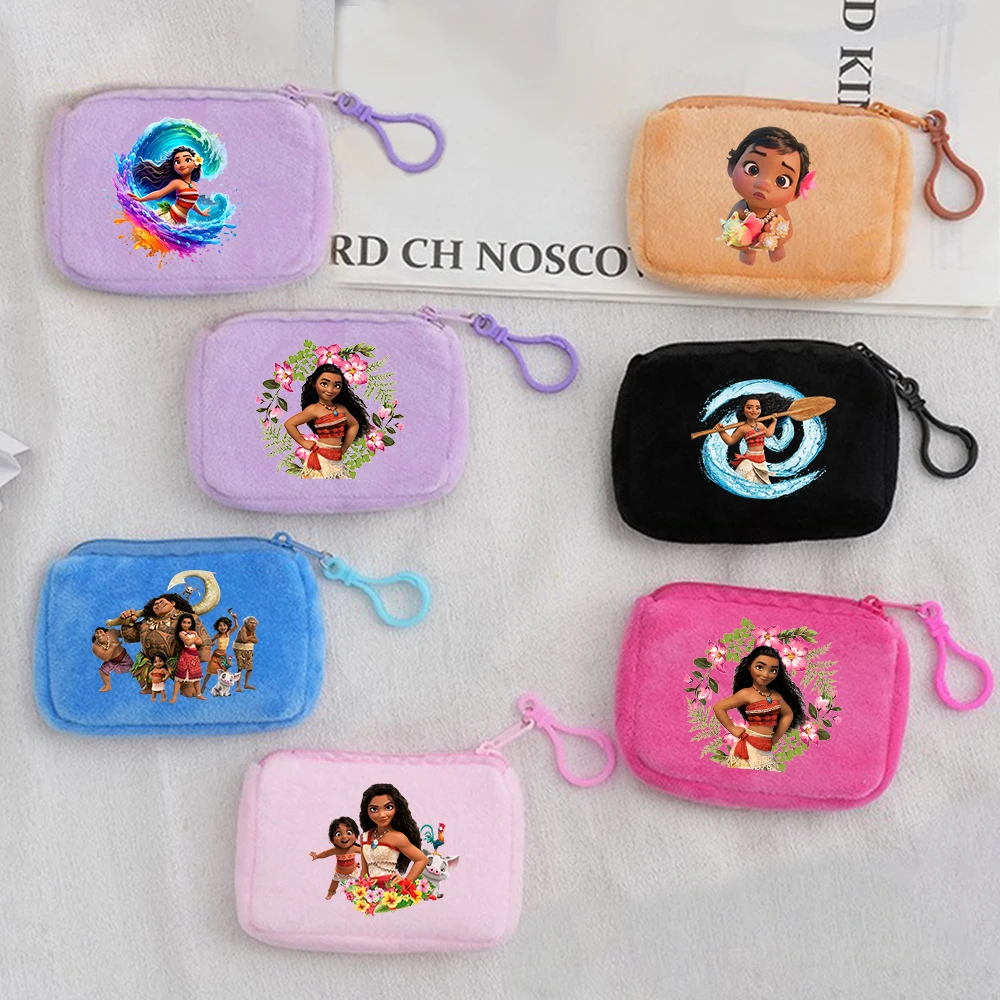 Moana Solid Plush Coin Purse Women's Cute Wallet Card Bag Keychain Minimalist Coin Bag Wallets for Kid Gift Pouch