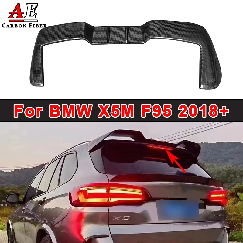 For BMW X5M F95 2018+ Carbon Fiber Rear Roof Wing Lip Splitter Spoiler Tail Wing Extended Flap Body Kit Car Accessories