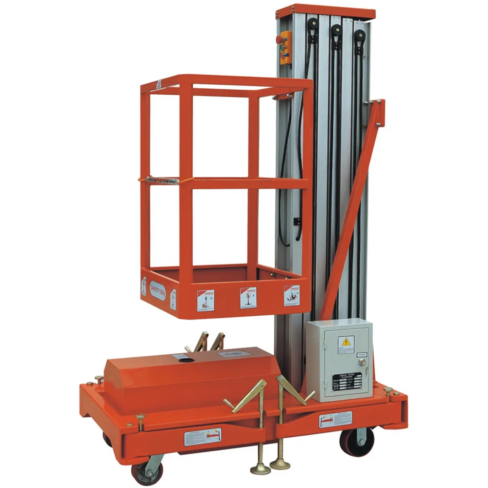 Single Mast Aluminium Aerial Work Platform Capacity 125kg /150kg Working Height 6m 8m 10m