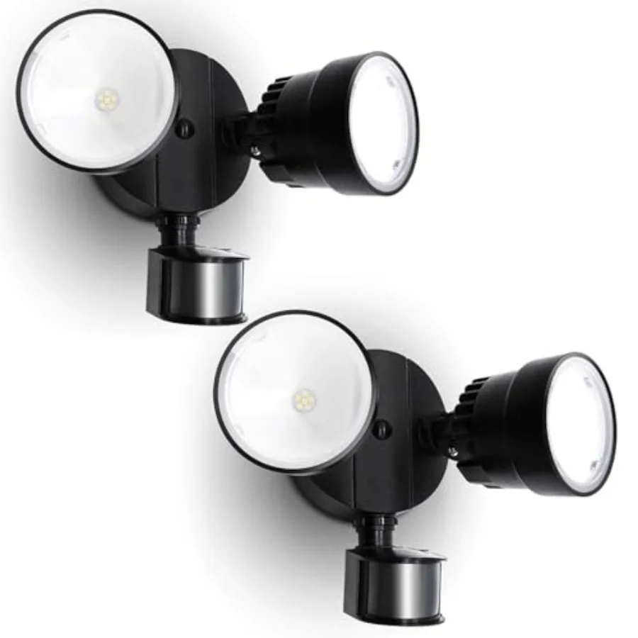 Shrimp P6221B-PIR24 2000 Lumen 18 Watt 26 LED Motion Activated Integrated Dual-Head Floodlight Outdoor, IP54 Waterproof Exterio
