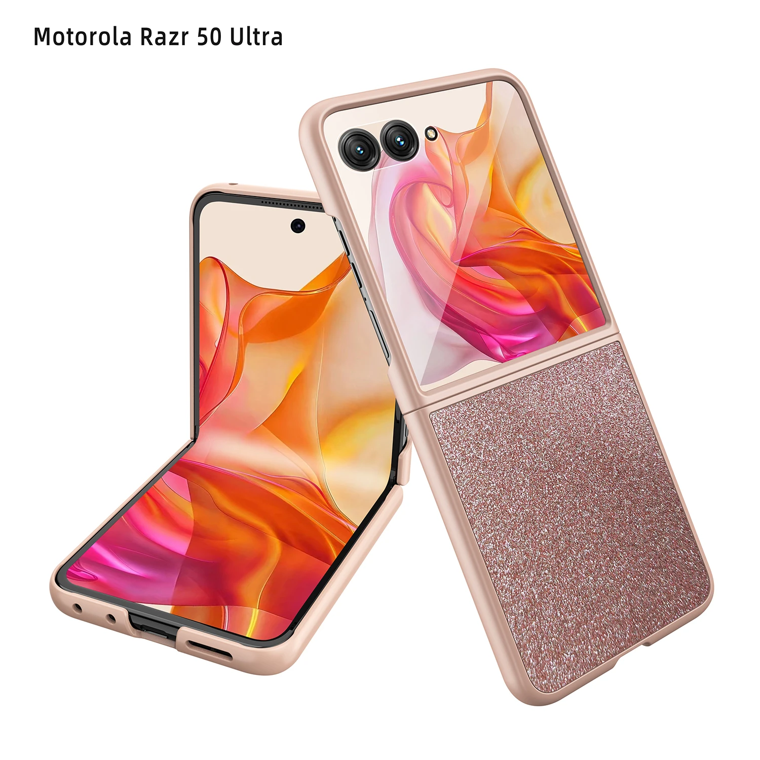 For Motorola Razr 50 Ultra Case Luxury Bling Glitter Skin Friendly With Mirror Film Folding Shockproof Hard Cover Accessories