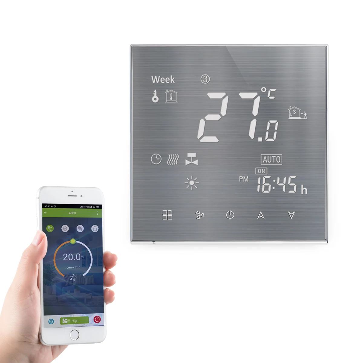 

Beca BAC-2000 24v Floor Volt Smart Wireless Trv Wireless Room Wifi Thermostat for Split Ac Cooling 4 Pipe Thermostat Switch