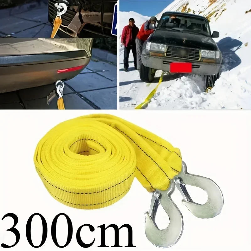1 Pcs 3M/4M Heavy Duty Car Tow Rope 3Ton/5Ton Towing Cable with Hooks Van Emergency Road Recovery Practical Auto Accessories