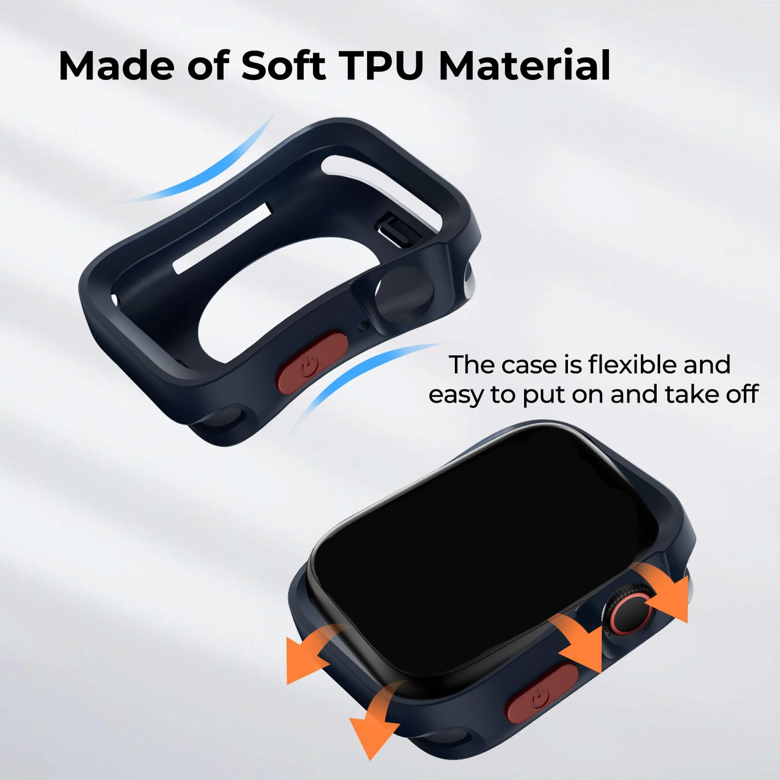 Rugged Cover for Apple Watch Case 49mm 44mm 45mm 41mm 40mm Series 9/8/7/6/5/4/SE Soft Flexible TPU Protective Bumper for iWatch