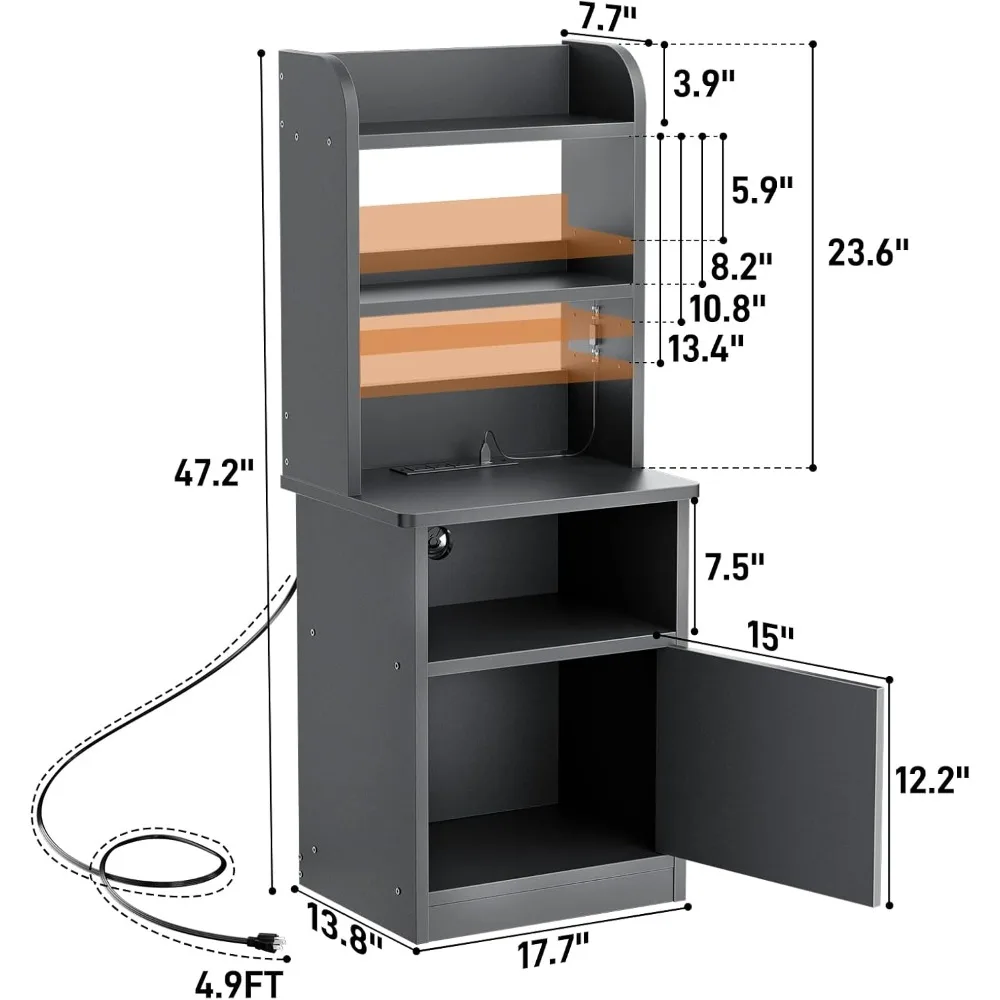 Nightstands Set of 2 with Charging Station & LED Lights - 47