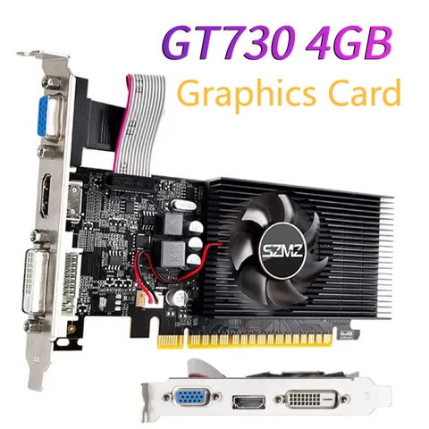 GT730 4GB DDR3 128Bit Graphics Card with HDMI-Compatible VGA DVI Port PCI-E2.0 16X Computer Graphics Video Card for Office/Home