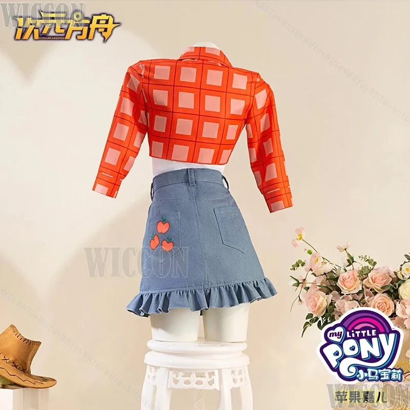 Applejack Little Pony Аниме Косплей Костюм Ковбойская Шляпа Костюм Bloned 1 м Парик Сексуальная Девушка Женщины Высокое Качество Хэллоуин Настраивается; 3
