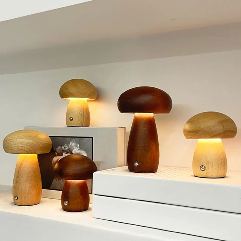Candeeiro cabeceira LED cogumelo Candeeiros elegantes para luz noturna sala estudo