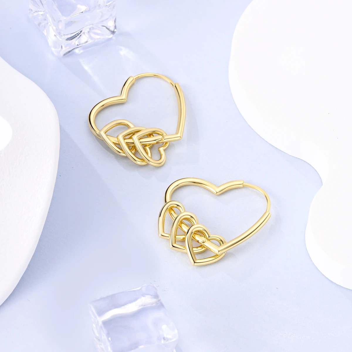 Hot Sale Silver Plated Hoop Earrings For Women Pendientes Zircon Heart Shape Star Moon Eardrop Original Earring Fashion Jewelry