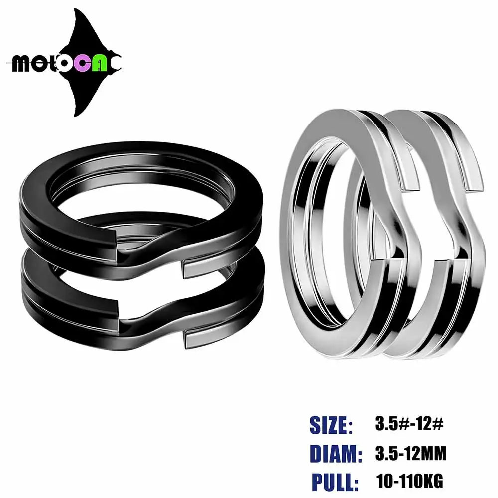 Silver/Black Fishing Split Rings Stainless Steel 3.5-12MM High Strengthen Double Circle Round Snap Pesca Accessories Snap Lure