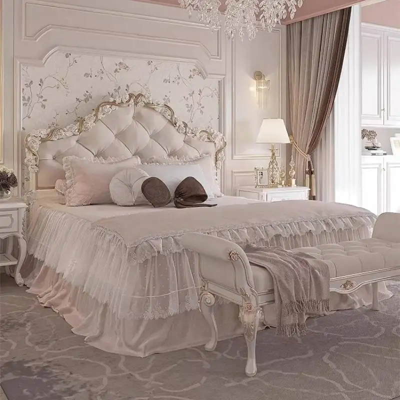 

Elegant Beige European Double Bed Japanese Style Wooden Storage European Double Bed Modern Luxury Cama Matrimonial Furniture