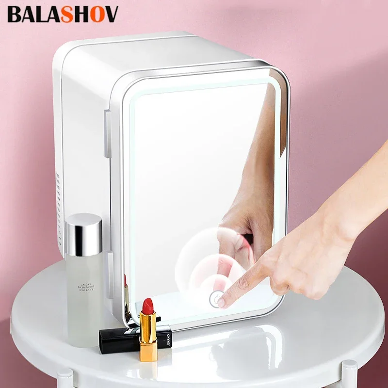 4L Mini Fridge Beverage Camping Cosmetics Portable Small Mirror Refrigerators for The Room Student Dormitory Makeup 110V/220V