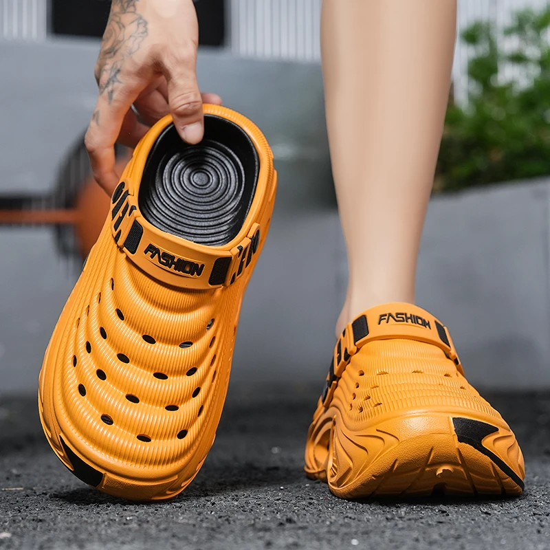 Hot Selling Fashion Orange Clogs Man Summer Comfort Soft Platform Sandals Men Non-slip Beach Sandals for Men sandalias hombre