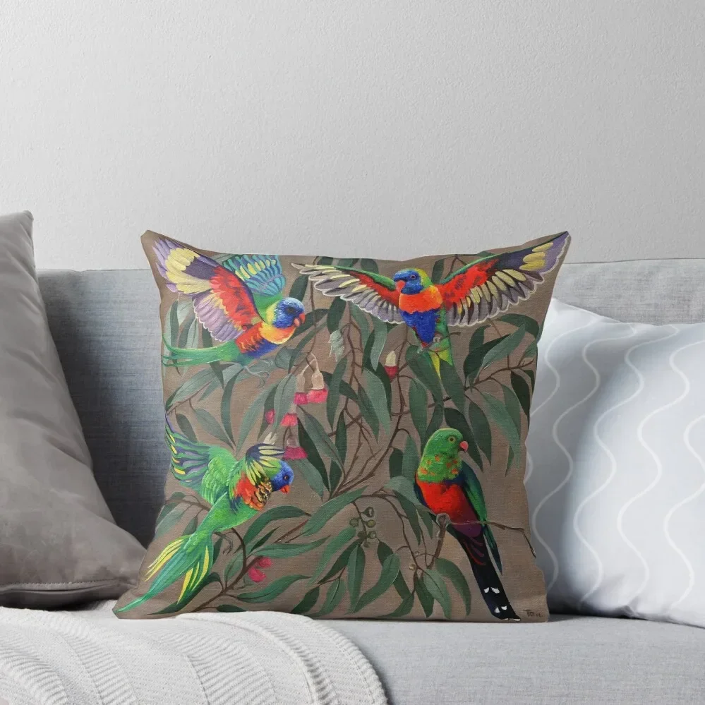 

Birds from Paradise. Rosellas Throw Pillow Decorative Pillow Covers For Sofa Christmas Pillows Plaid Sofa Anime pillow