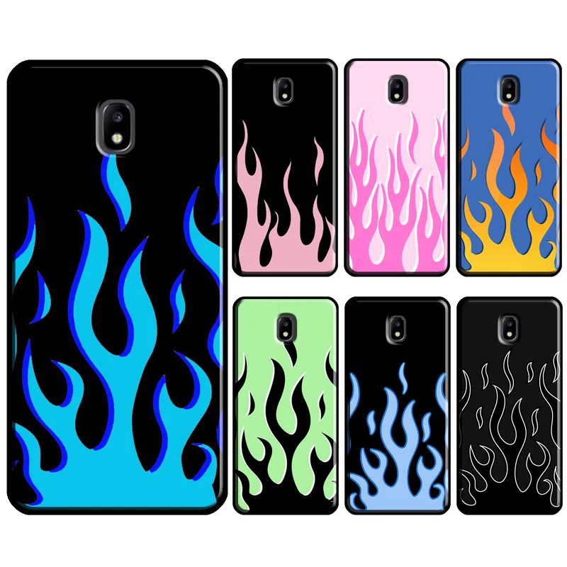 Flame Aesthetic Light Blue Fire Pink Bumper Case For Samsung A9 J8 J4 J6 A6 A8 Plus 2018 A3 A5 2016 J3 J5 J7 2017 Cover Shell