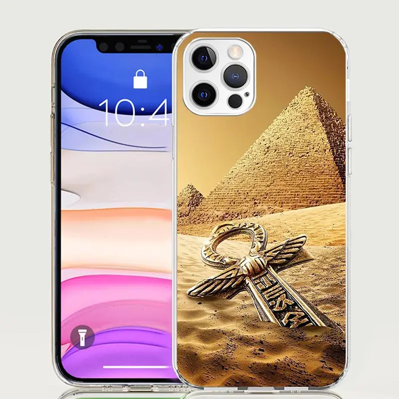 Egypt Nefertiti Anubis Ankh Pharaoh Phone Case For iPhone 16 15 Plus 11 14 Pro Max 13 12 Mini XS X 7 8 + SE Pattern Customized C