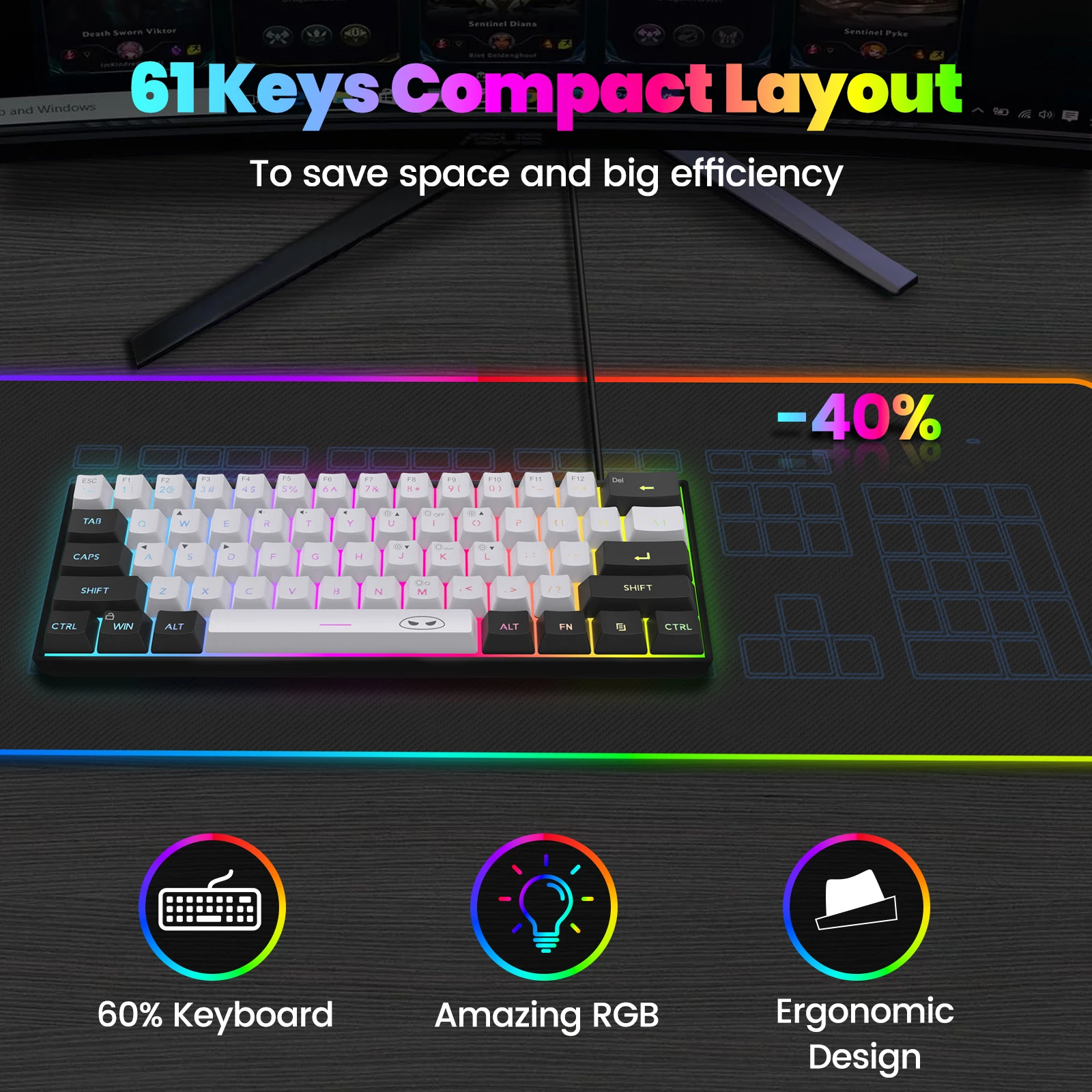 FocusOnPC 61키 울트라 미니 게이밍 키보드 T - Gaming Keyboard And Mouse For Xbox 리뷰 및 가격