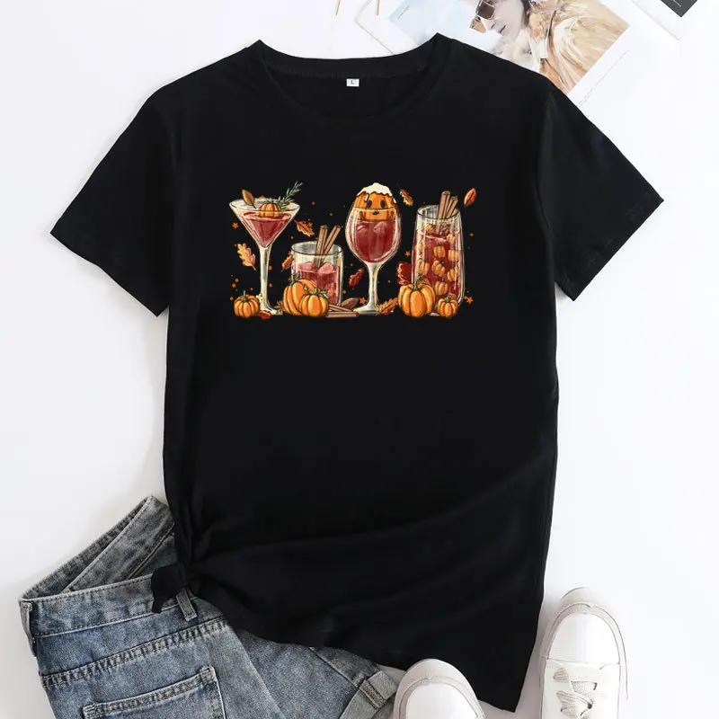 loween Women's Cotton Tee Funny Casual Fit T-irt Thiened Printed Summer Faion Ladies' Tops Chinese Brand