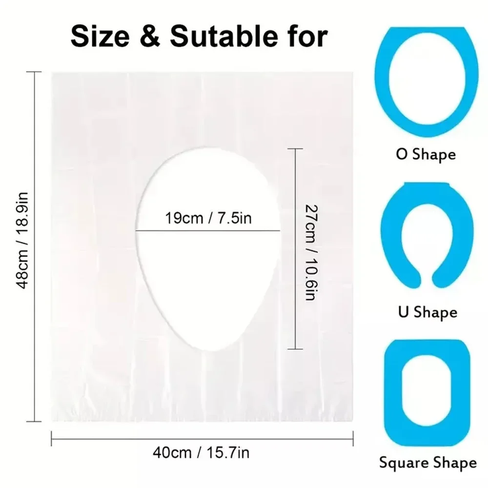 50Pcs Disposable Plastic Toilet Seat Cover Waterproof and Non Slip Individually Wrapped, for Travel, Toilet Seat Protectors