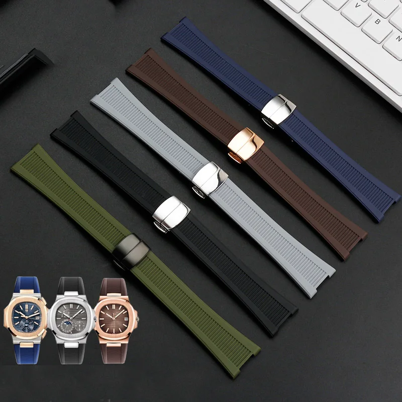 25X13mm الشق مقاوم للماء سيليكون حزام موصل ل باتيك فيليب نوتيلوس 5711 5726 5712g سلسلة المطاط حزام الساعات سوار