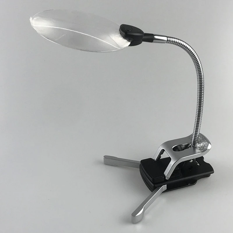 5X 10X Desk Table Stand Lighted Magnifying Glass with LED Lights Lamp Dual Lens Repairing Loupe Flexible Magnifier Helping Hands