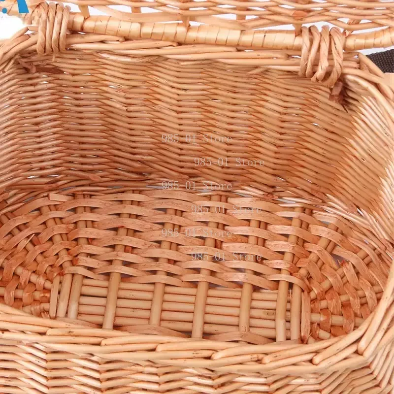 Hand-Woven Vine Fish Basket & Wooden Lidded Fishing Bucket - Traditional Fish Guarding Cage for Angling view 4