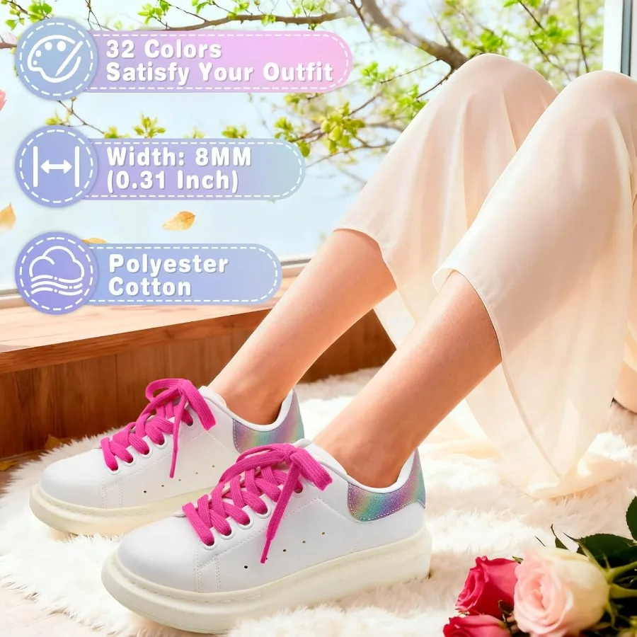 قطن مسطح للأحذية الرياضية: 2 P أربطة أحذية رياضية صلبة