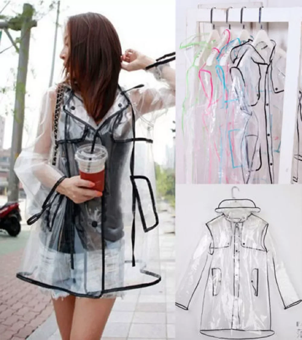 

Runway Style Vinyl Raincoat for Women, Clear Rain Coat for Girls, Fashion