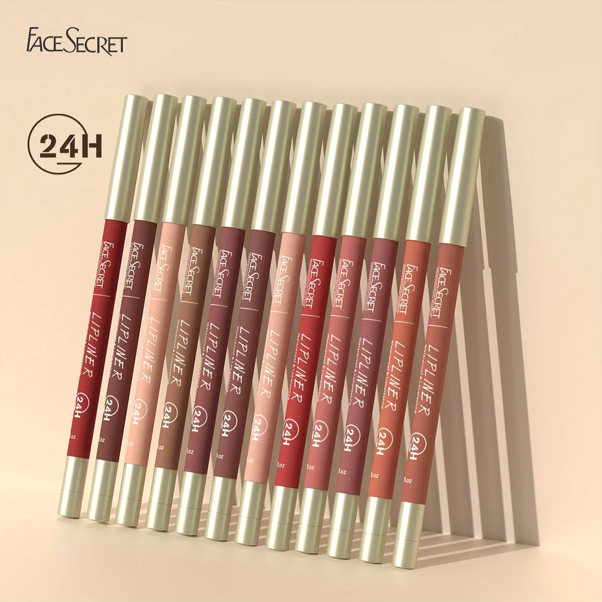 Waterproof  12-Color Matte Lip Liner Long-Lasting Smudge-Proof Formula with Automatic Rotating Design for All Skin Types