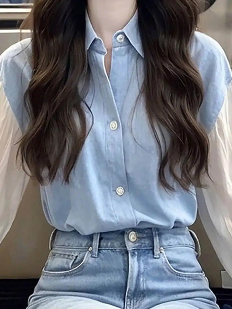 

Корейский Sle Light Maturi Cold Tone High Sense Весна Лето Faion Match Тонкий чехол для живота Длинный воротник Sve irt