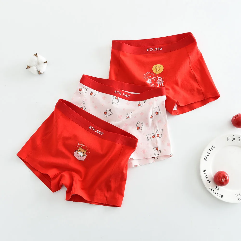 

Детское нижнее белье для детей 3-12 лет, 3 шт./лот, для школьниц, подростков, молодых девушек, красные, новые, высокого качества, трусы-боксеры для девочек, детские трусики с мультяшными рисунками